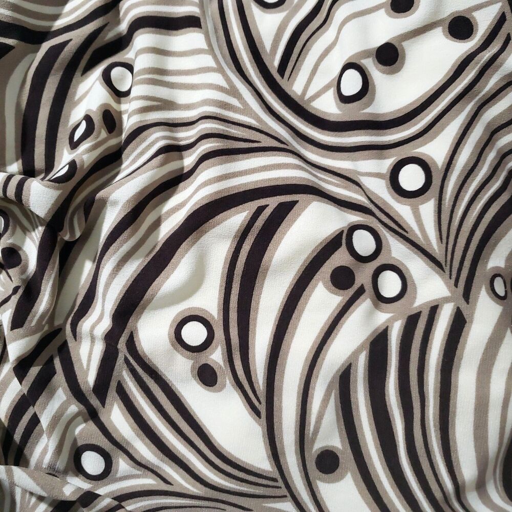 Maggie London Brown White Abstract Print Halter Blouson Dress Size 14 - Picture 7 of 8